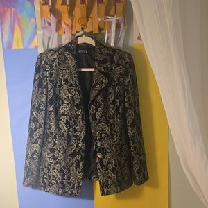 Kasper Black and Gold Floral Blazer